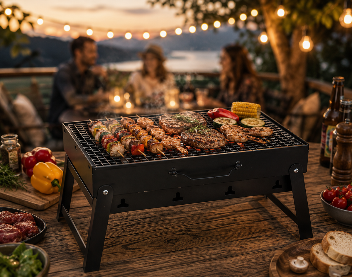 Parrilla BBQ Portátil Plegable 35×24 cm - El Asado Va Donde Vayas