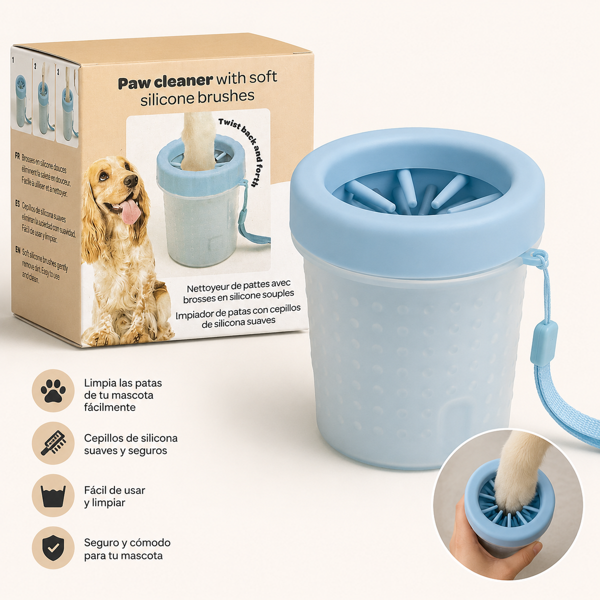 Limpiador de Patas Inteligente para Mascotas - Limpieza Rápida sin Agua