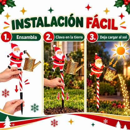 Luce Solar Con Papá Noel Regadera Jardín