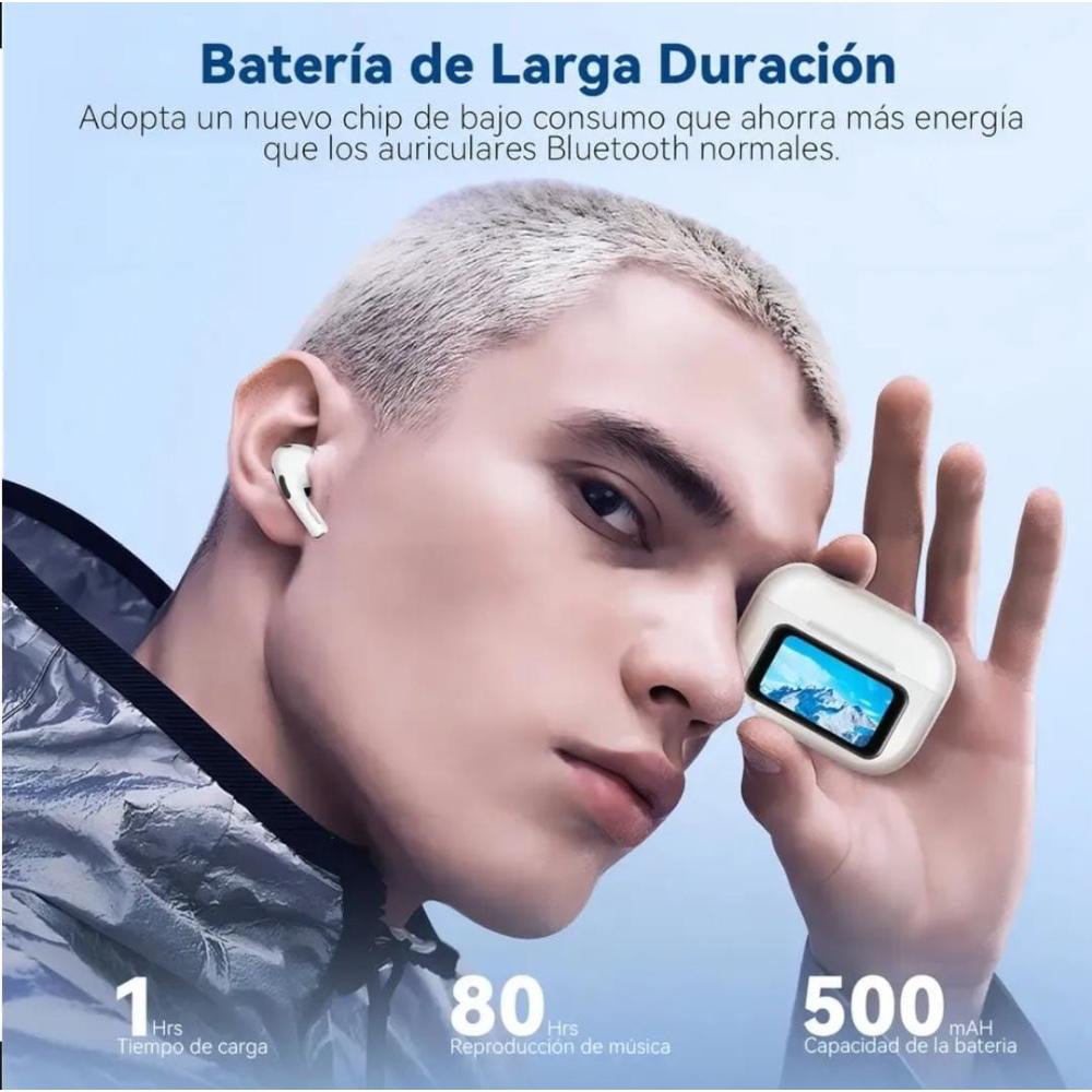 Audífonos Bluetooth A9 Pro con Pantalla Táctil