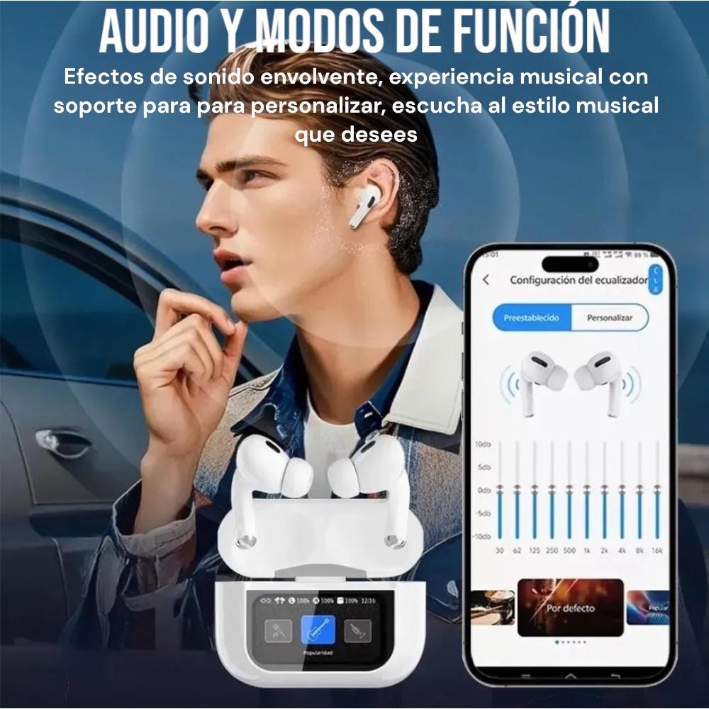 Audífonos Bluetooth A9 Pro con Pantalla Táctil