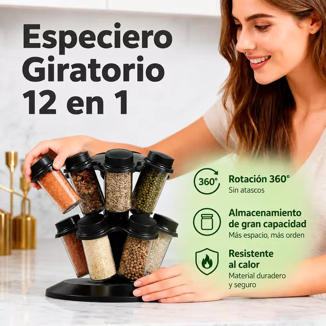Especiero Giratorio de Cocina 12 Frascos