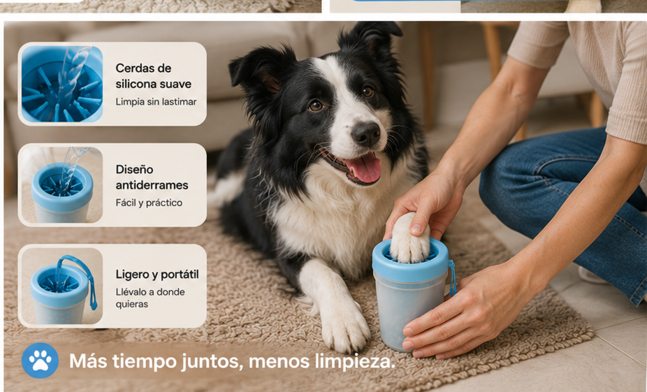 Limpiador de Patas Inteligente para Mascotas - Limpieza Rápida sin Agua